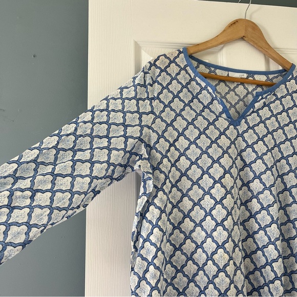 J. Jill Blue Cotton Blouse Large - Picture 2 of 7